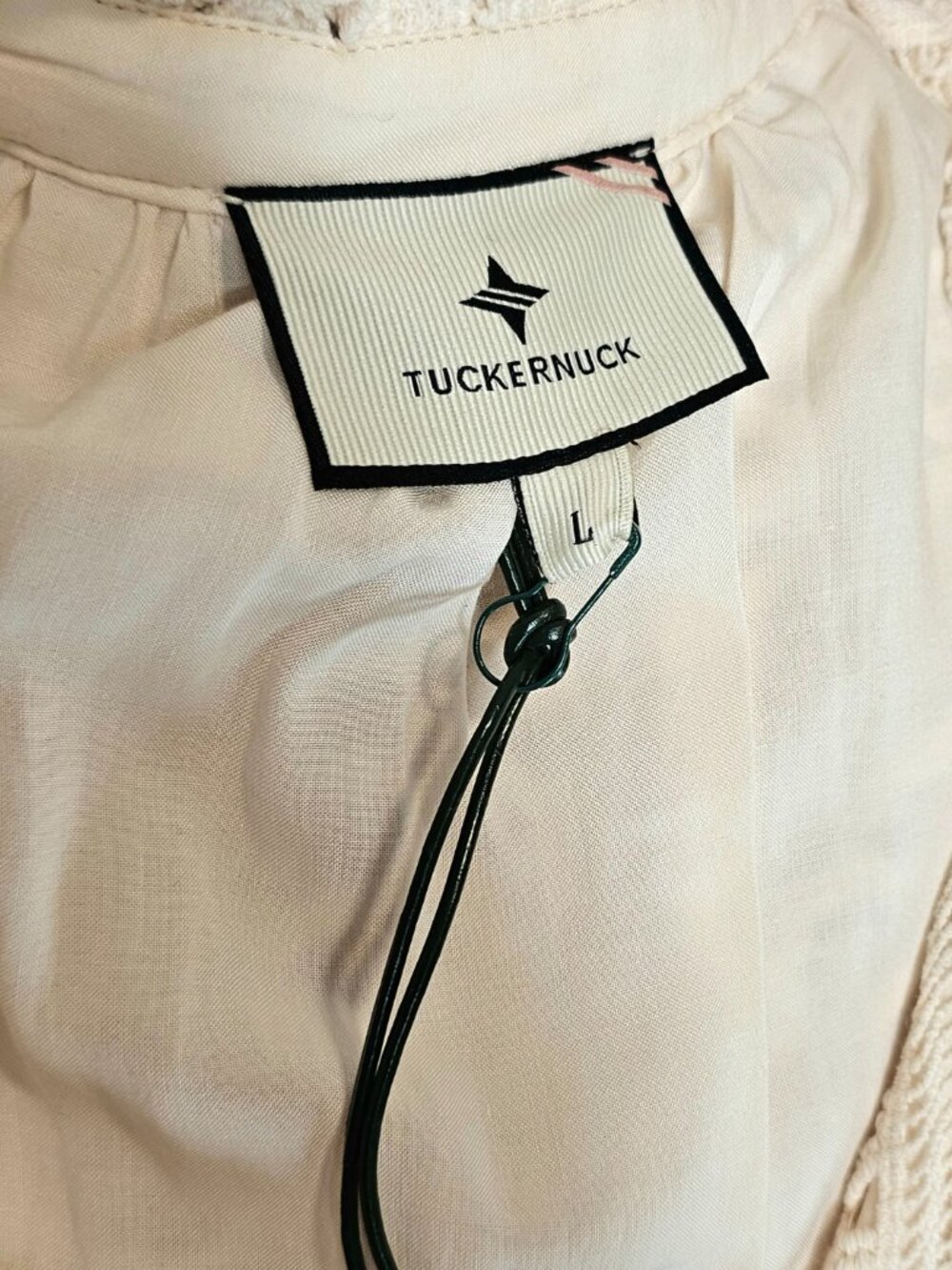 Tuckernuck NWT Cream Eyelet Lace Tiered Mini Dress  Size L - Picture 8 of 10